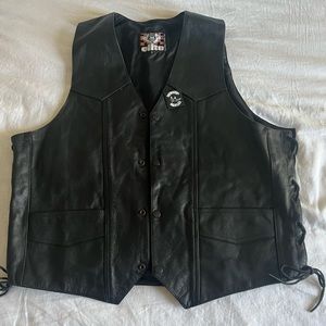 Genuine leather biker vest size large